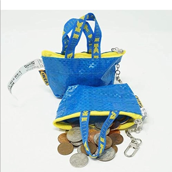 NWT IKEA mini blue zip bag keychain change purse 1 - Picture 6 of 6